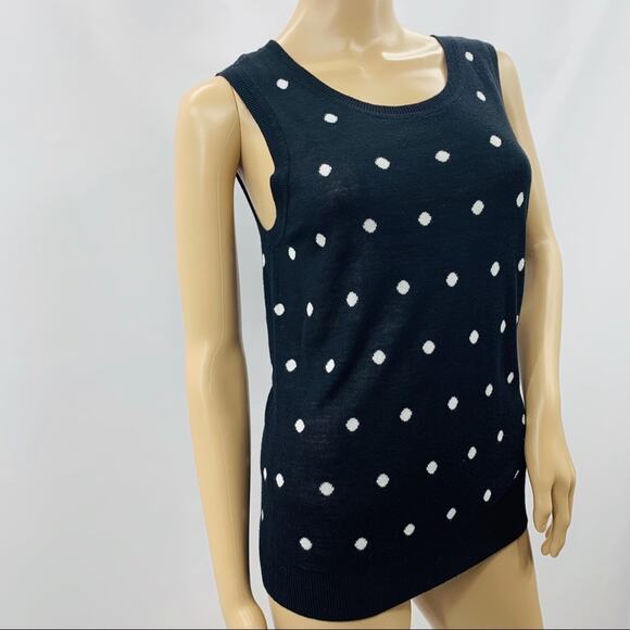 Halogen Black White Polka Dot Sweater Vest - Picture 2 of 8